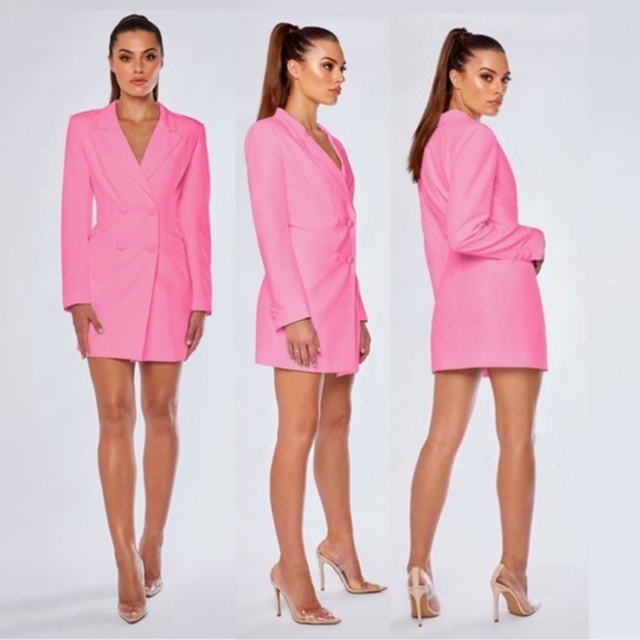 Meshki Dresses & Skirts - Meshki Blazer Dress, double breasted button closure, bubblegum pink, size XS